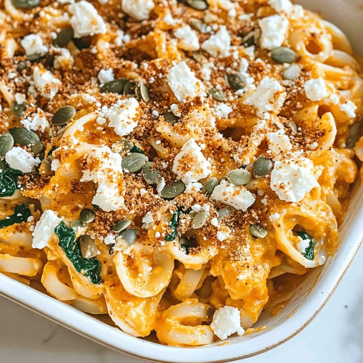 Creamy Pumpkin Feta Pasta for