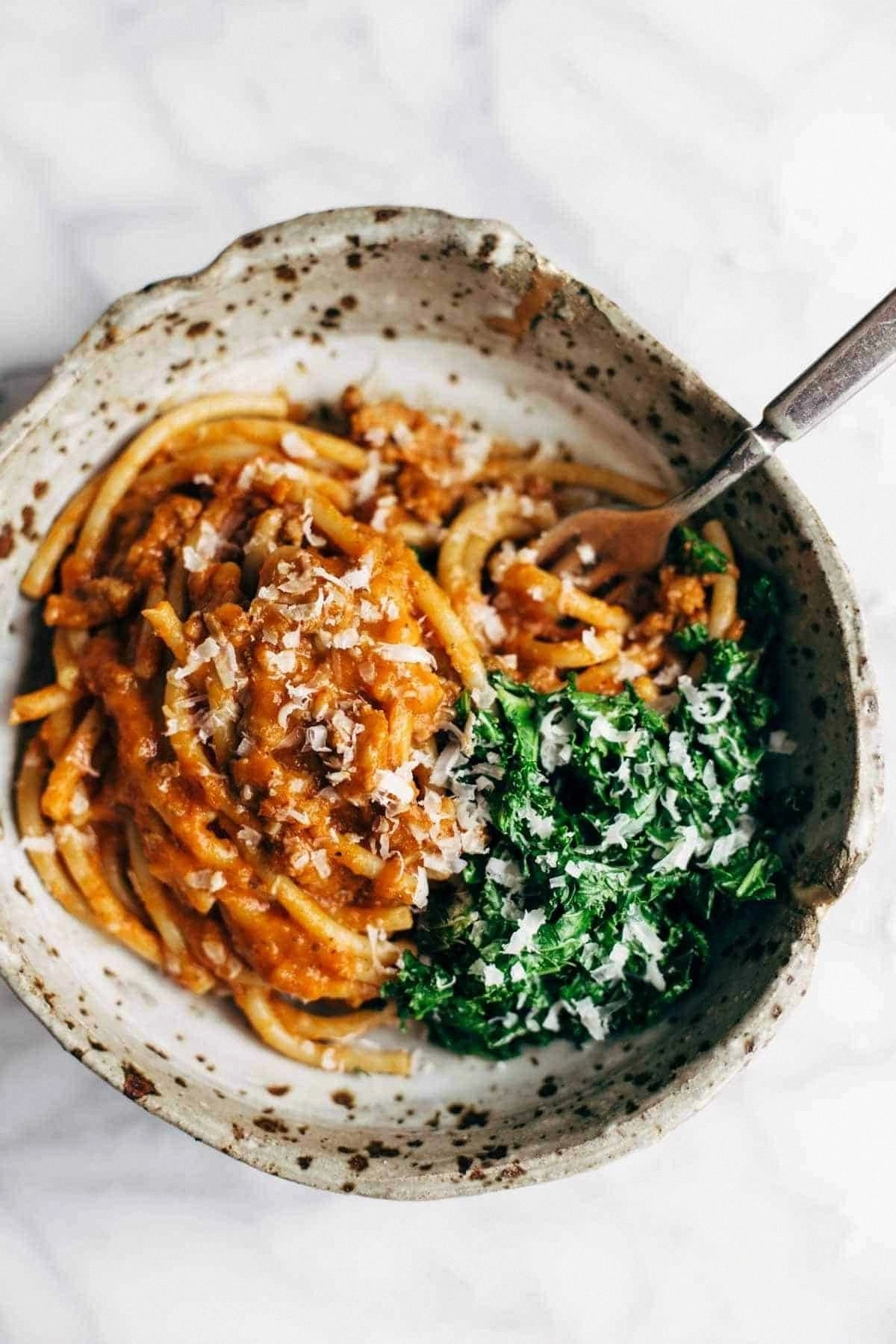 Creamy Pumpkin Spaghetti with 