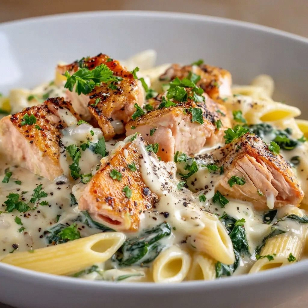Creamy Salmon Spinach Pasta: A
