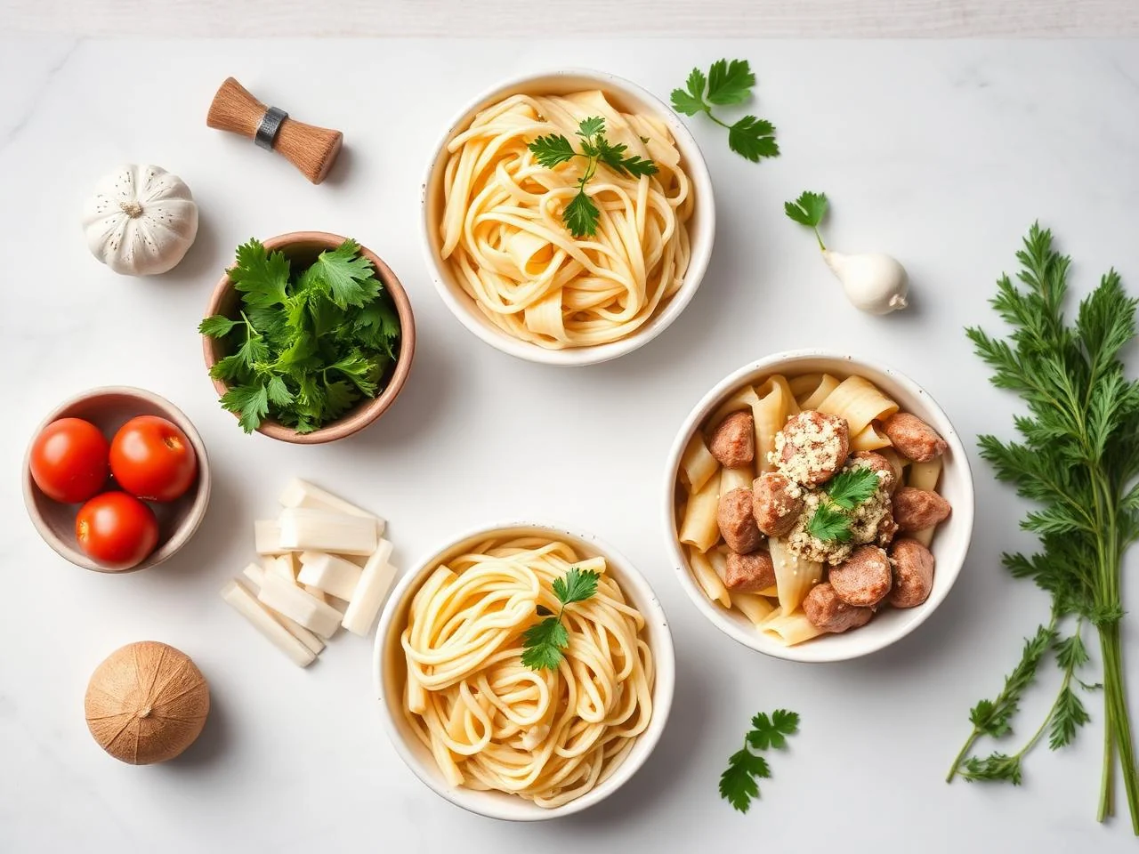 Ingredients for Creamy Sausage Pasta Bake