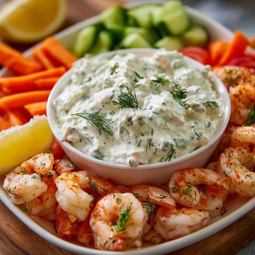 Creamy Shrimp & Dill Veggie Di