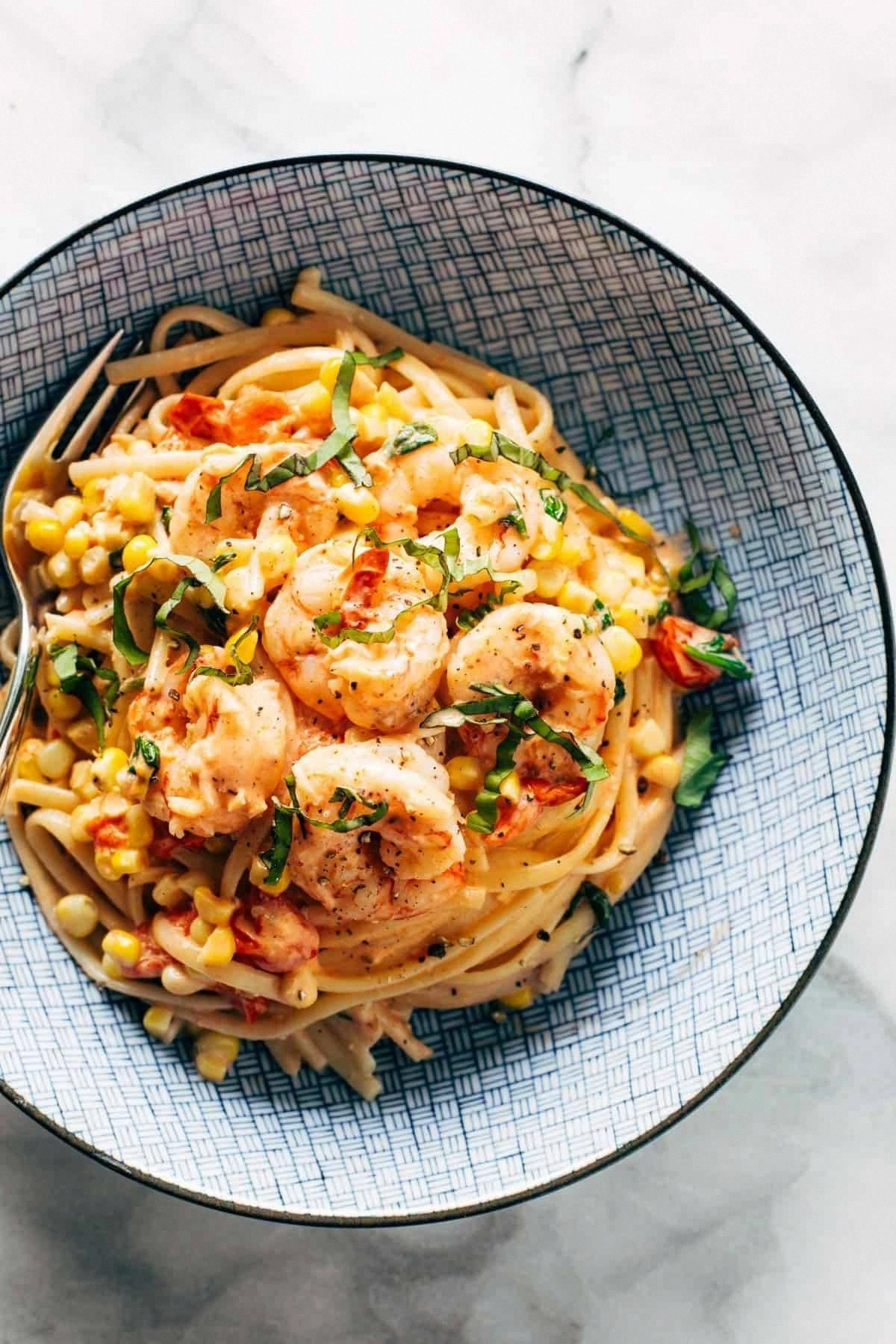 Creamy Shrimp Pasta with Corn 