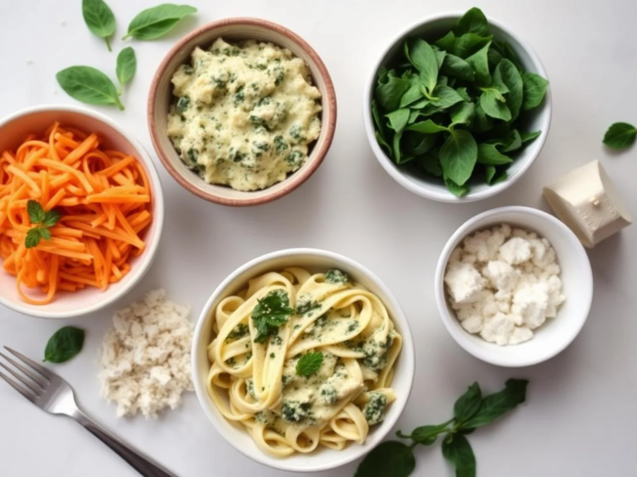Ingredients for Creamy Spinach Pasta Bake