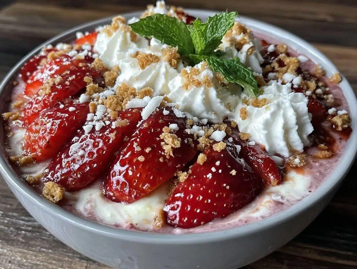 Creamy Strawberry Cheesecake Smoothie Bowl Recipe Easy Homemade Breakfast Bowl Ideas