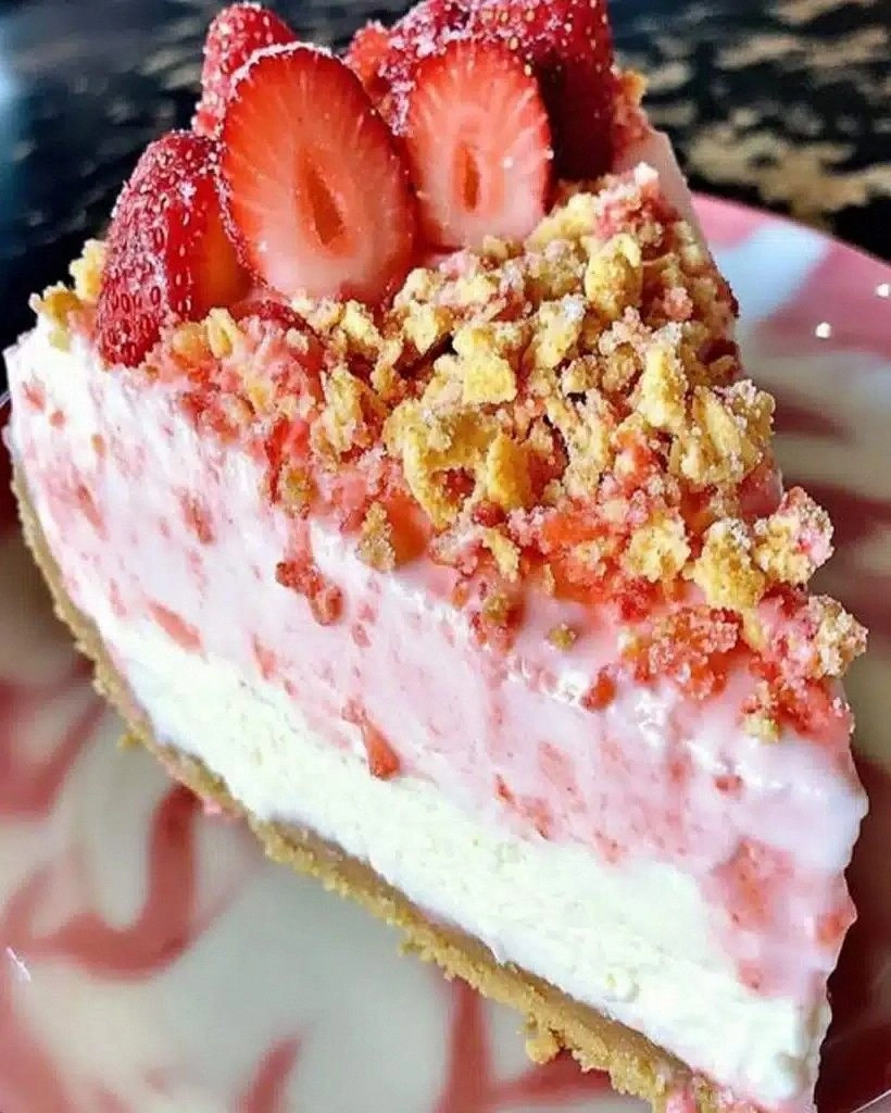 Creamy Strawberry Crunch Cheesecake Recipe