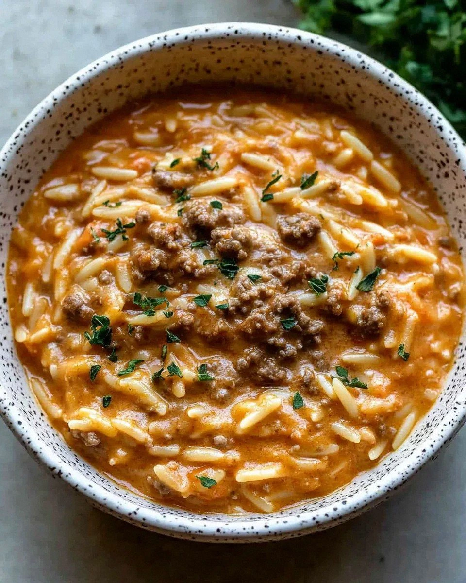 Creamy Tomato Orzo with Beef is a must-try dish!
