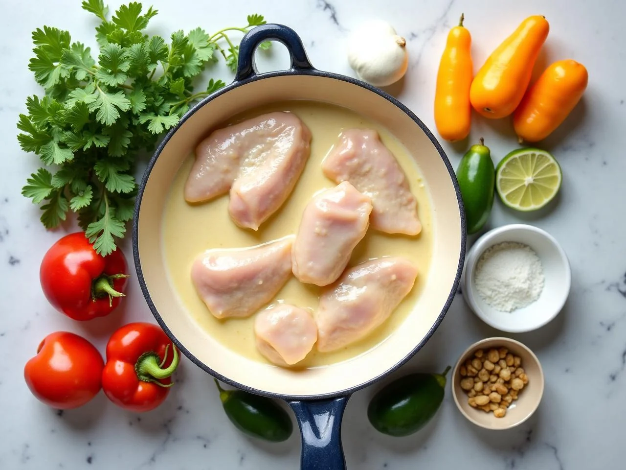 Ingredients for Creamy Tuscan Chicken Skillet