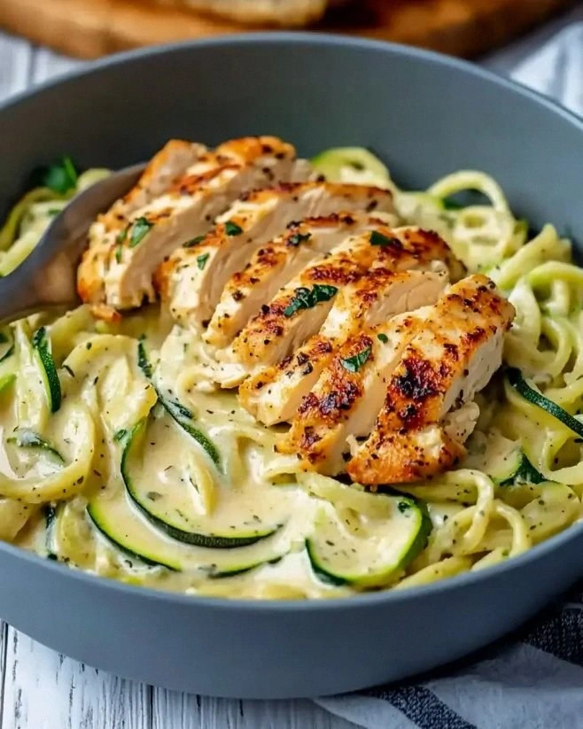 Creamy Zucchini Noodle Chicken Alfredo: A Healthy Delight!