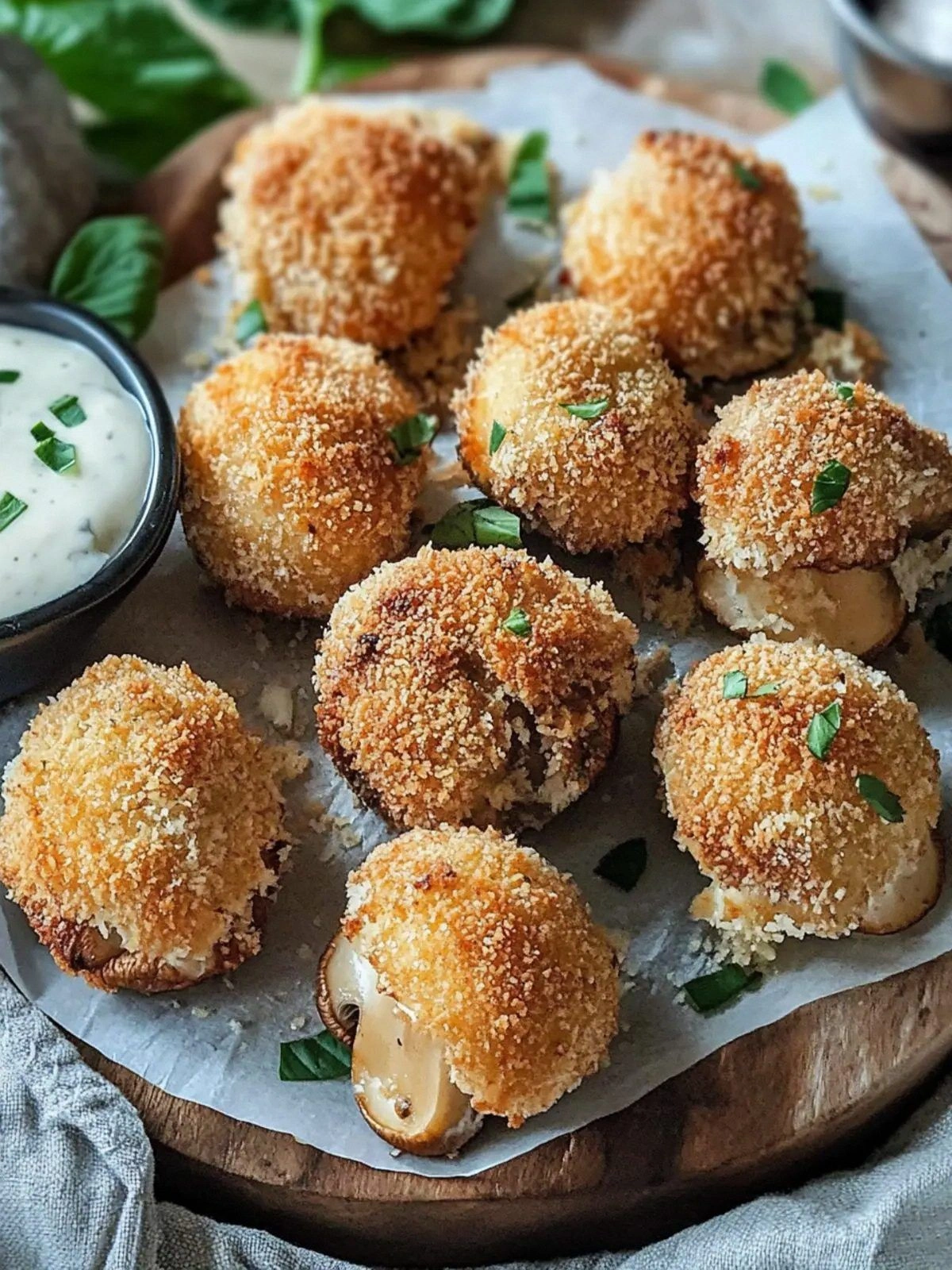 Crispy Baked Breaded Mushrooms