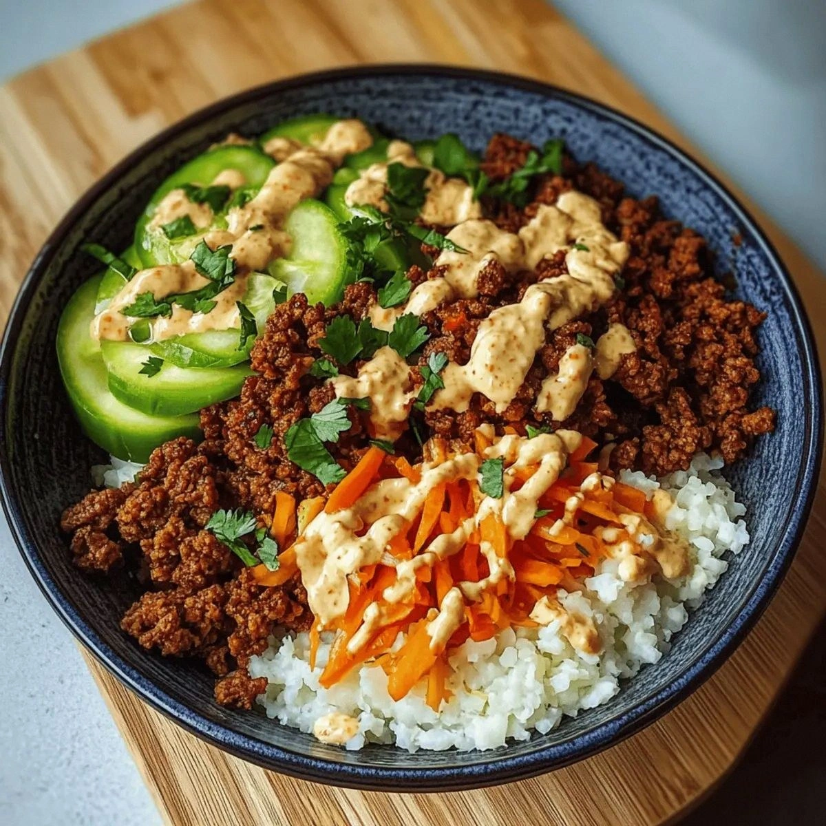 Crispy Chile Ground Beef and Cauliflower Protein Bowls Delight