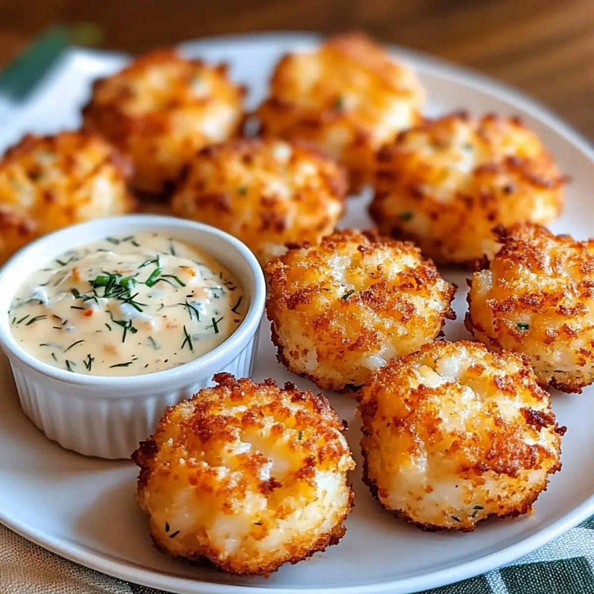 Crispy Crab Cake Bites with Zesty Lemon-Dill Sauce Delight