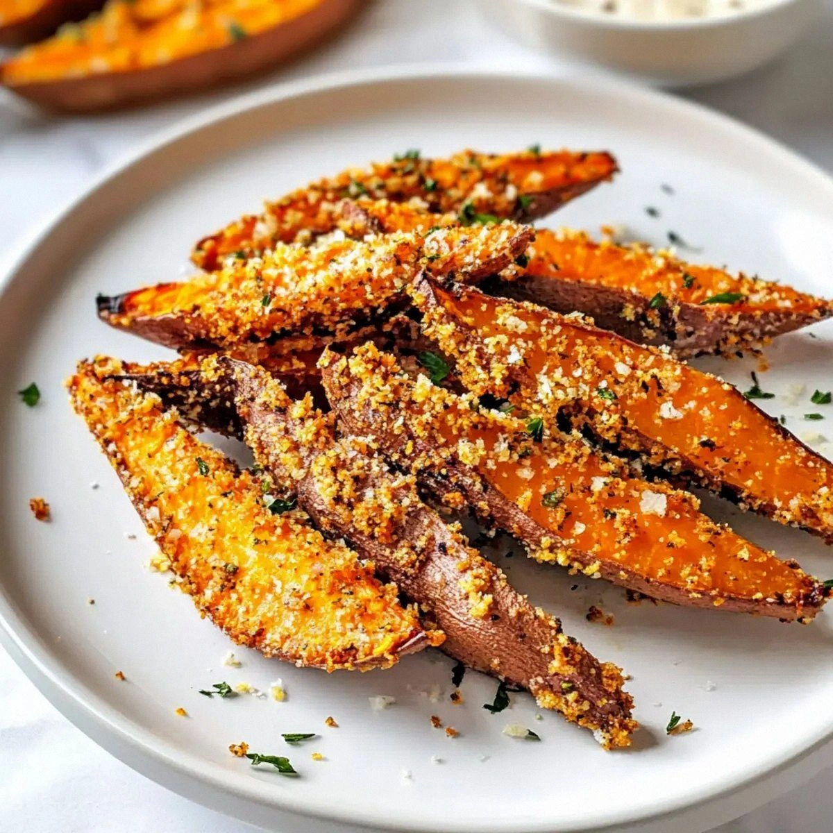 Crispy Garlic Parmesan Sweet Potato Wedges You’ll Love