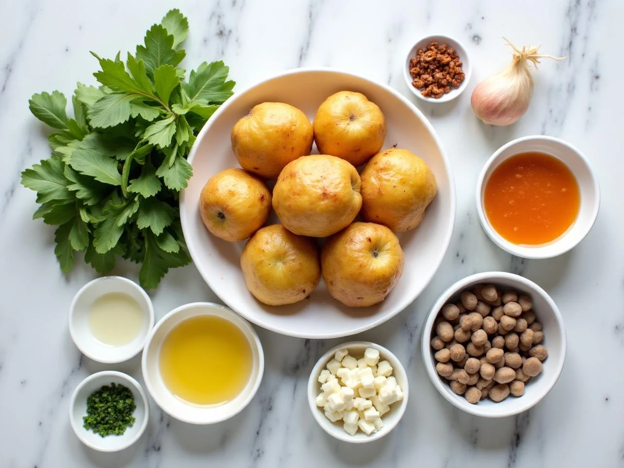 Ingredients for Crispy Roasted Garlic Potatoes