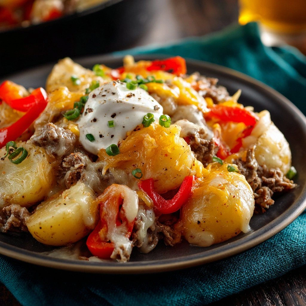 Crockpot Cheesesteak Potato Ca