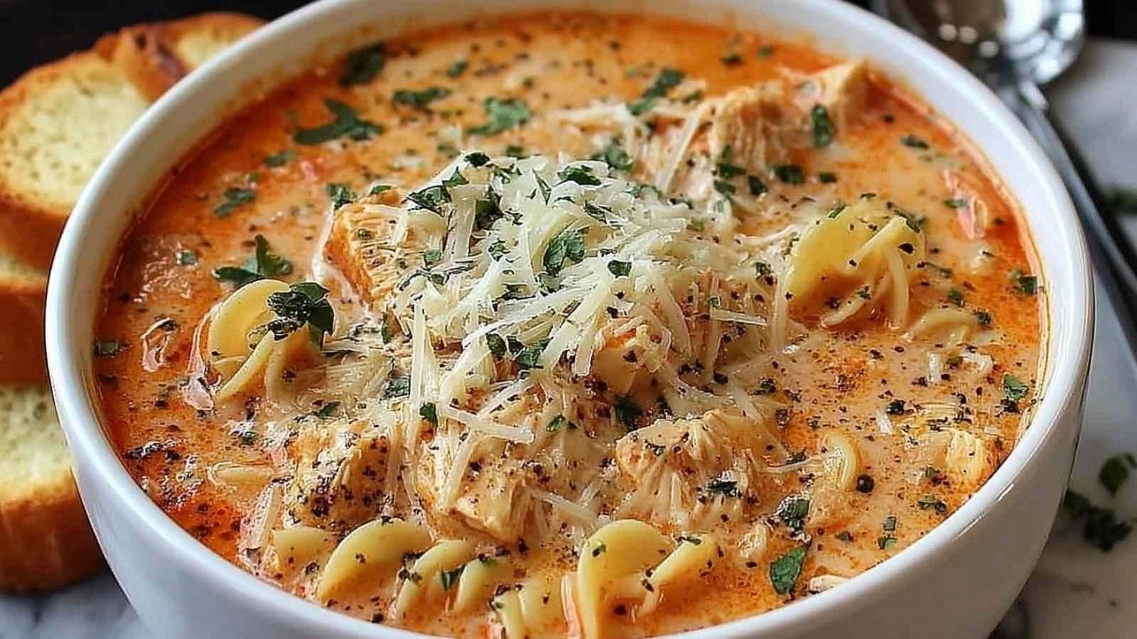 Crockpot Chicken Parmesan Soup