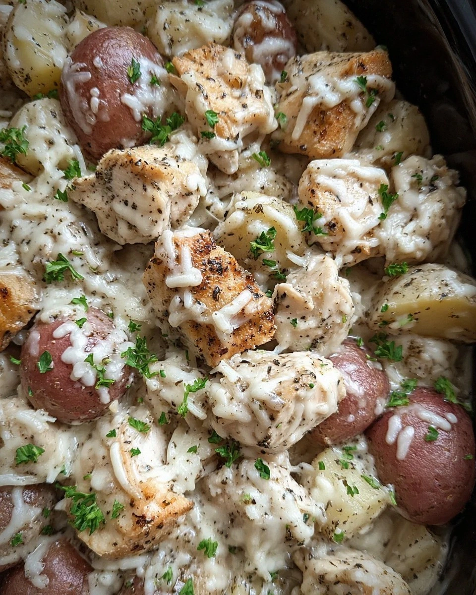 Crockpot Garlic Parmesan Chicken And Potatoes