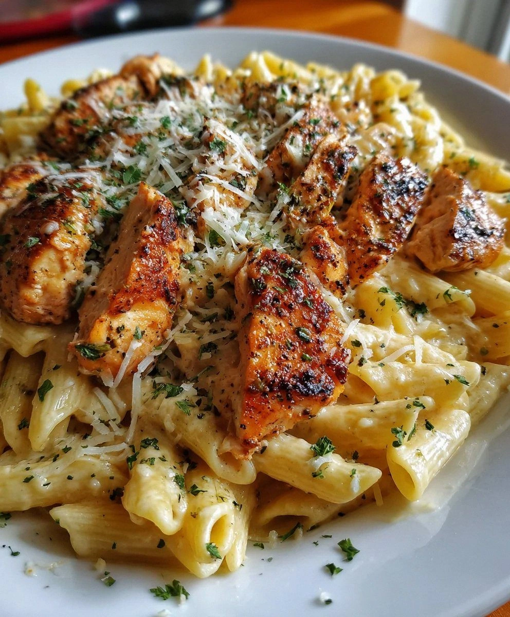 Crockpot Garlic Parmesan Chicken Pasta