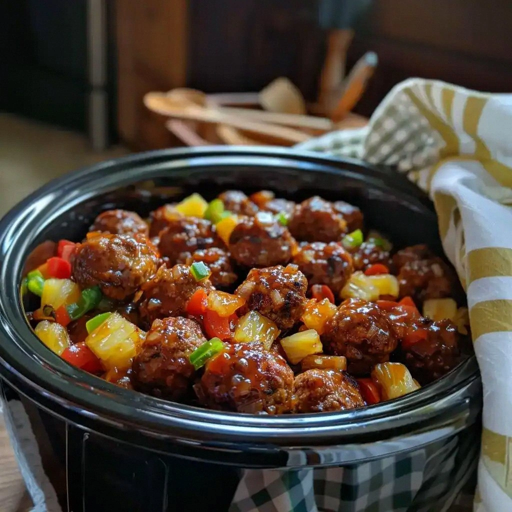 Crockpot Hawaiian Meatballs