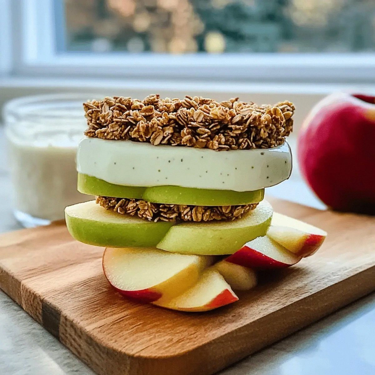 Crunchy Apple Sandwich with Granola & Yogurt Snack Bliss
