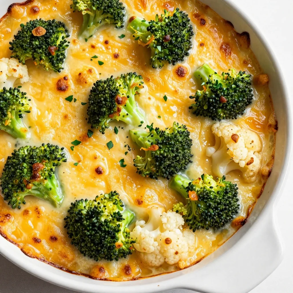 Cheesy Broccoli And Cauliflower Bake With Cheddar Cheese Sauce