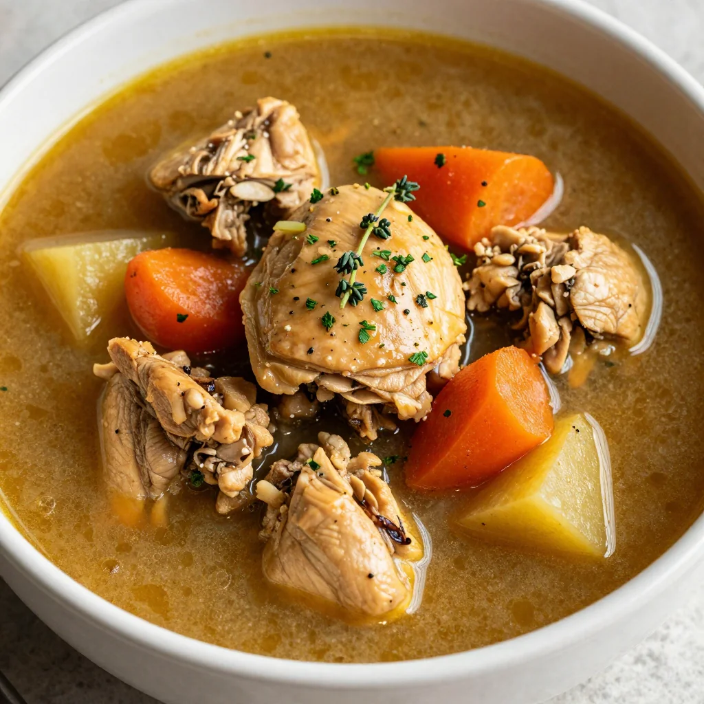 cold day comfort slow cooker chicken and root vegetable stew with herbs