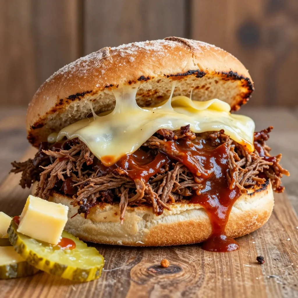 Spicy Slow Cooker Shredded Beef for NFL Playoff Sandwiches