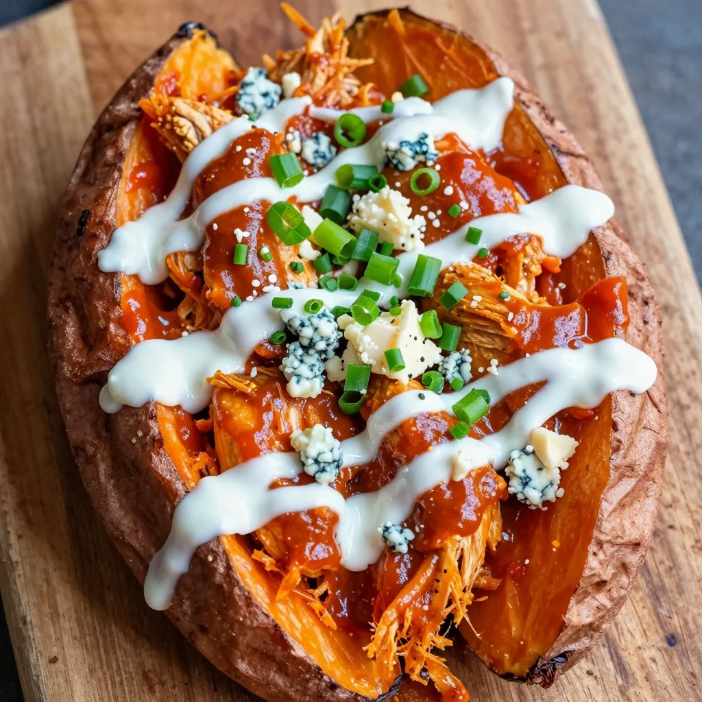 Spicy Buffalo Chicken Stuffed Sweet Potatoes