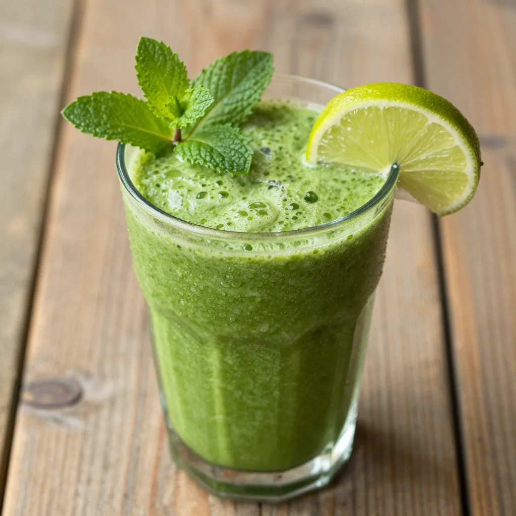 Green Detox Smoothie with Mint and Lime for Refreshment
