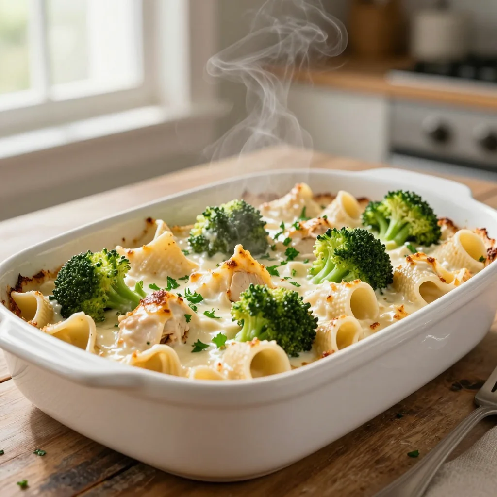 Chicken Alfredo Stuffed Shells with Broccoli