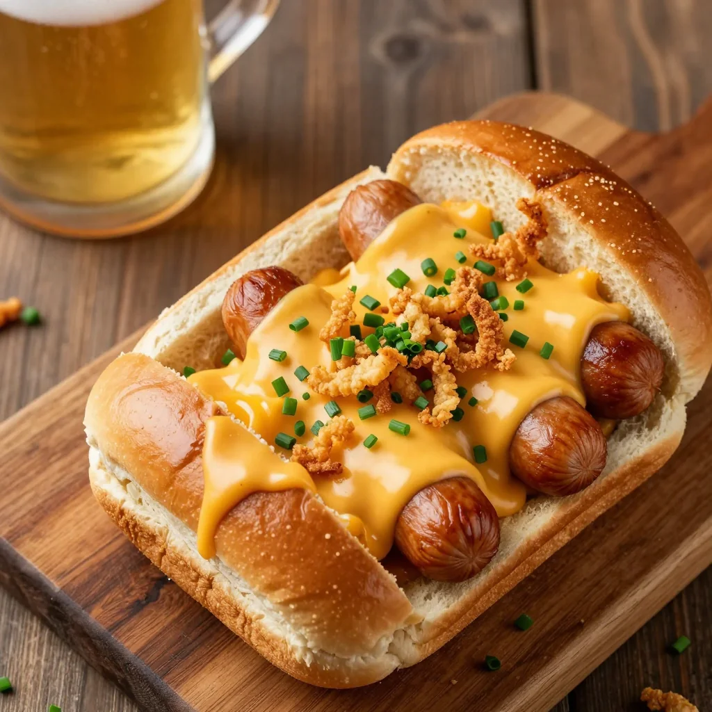 NFL Playoff Beer Cheese Bratwurst for Tailgate
