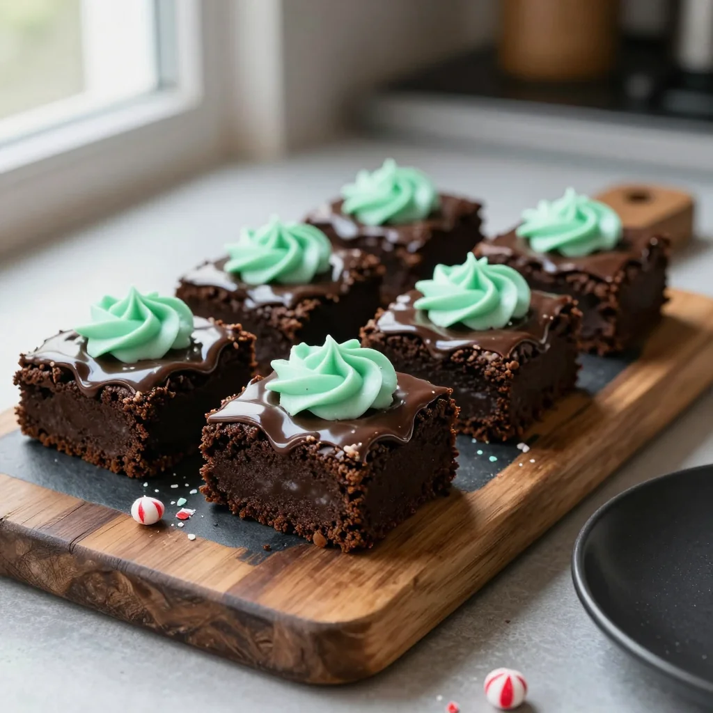 Chocolate Mint Brownies with Ganache Topping