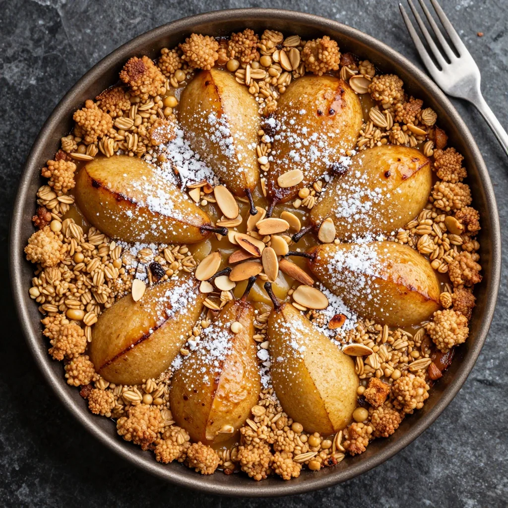 Warm Spiced Pear and Apple Crumble with a Buttery Oat Topping for Dessert