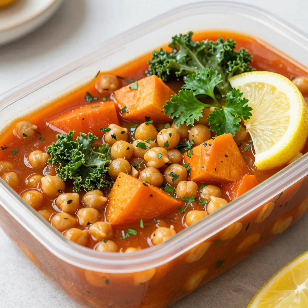 healthy highprotein winter vegetable and chickpea stew for meal prep