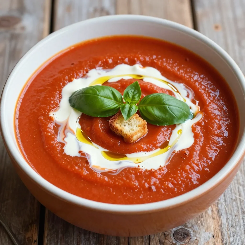 Creamy Roasted Tomato Soup With Fresh Basil