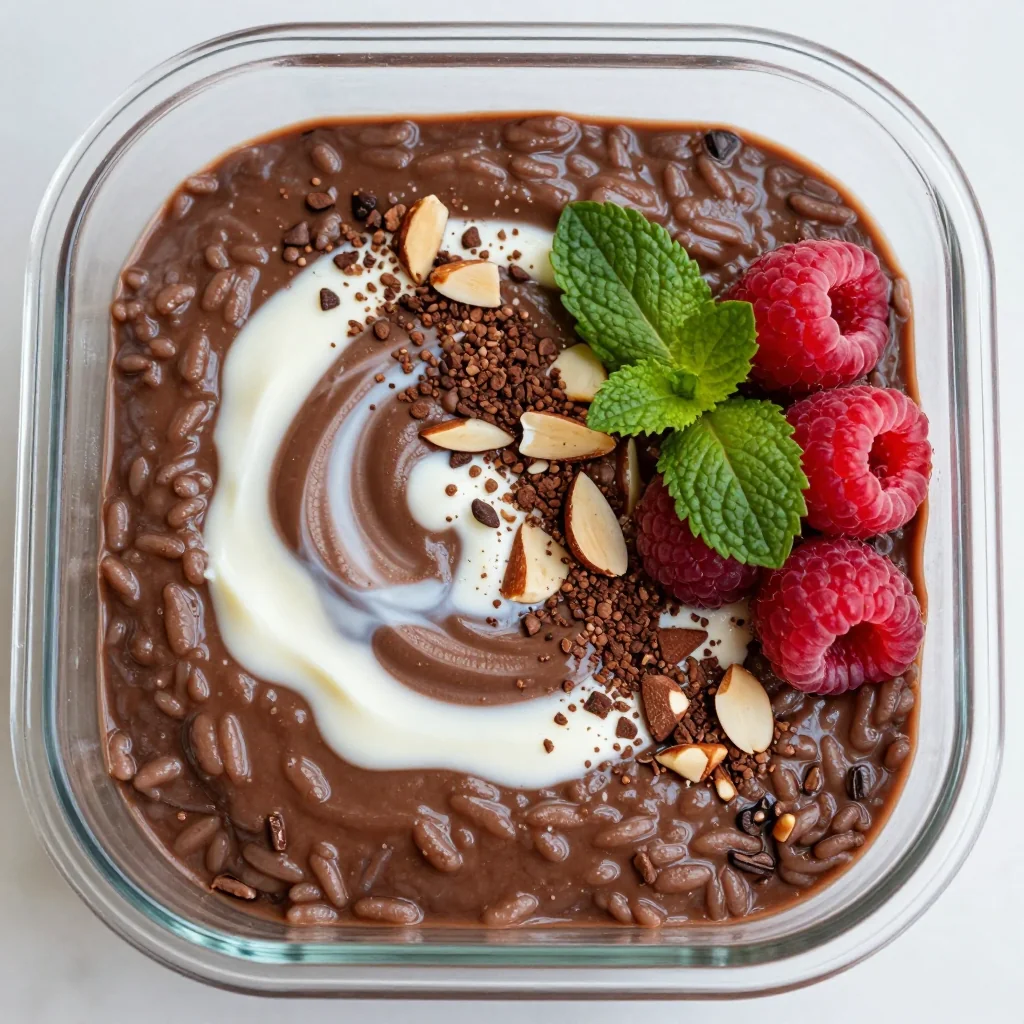 Healthy Chocolate Rice Pudding for Dessert Meal Prep