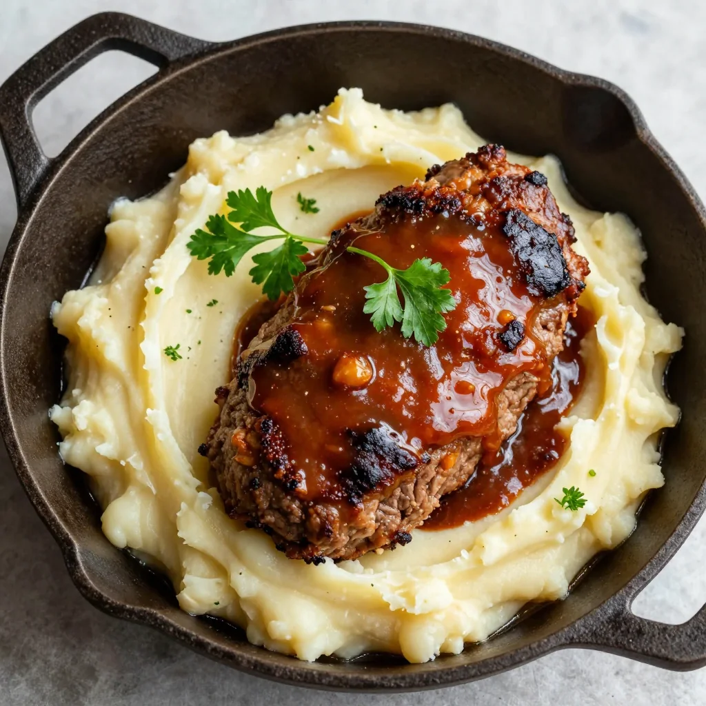 Skillet Meatloaf with Mashed Potatoes for Comfort Food
