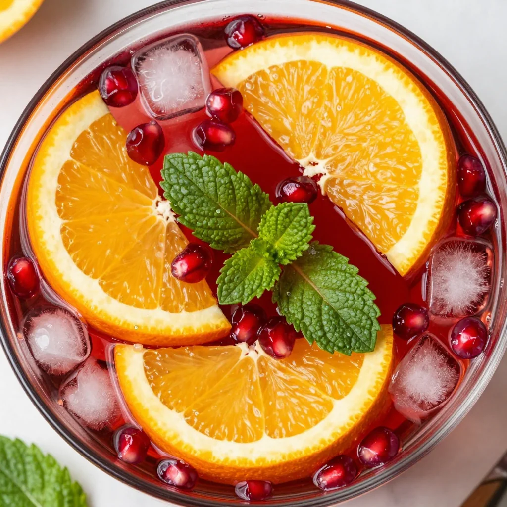 winter citrus punch with pomegranate and mint for holiday parties