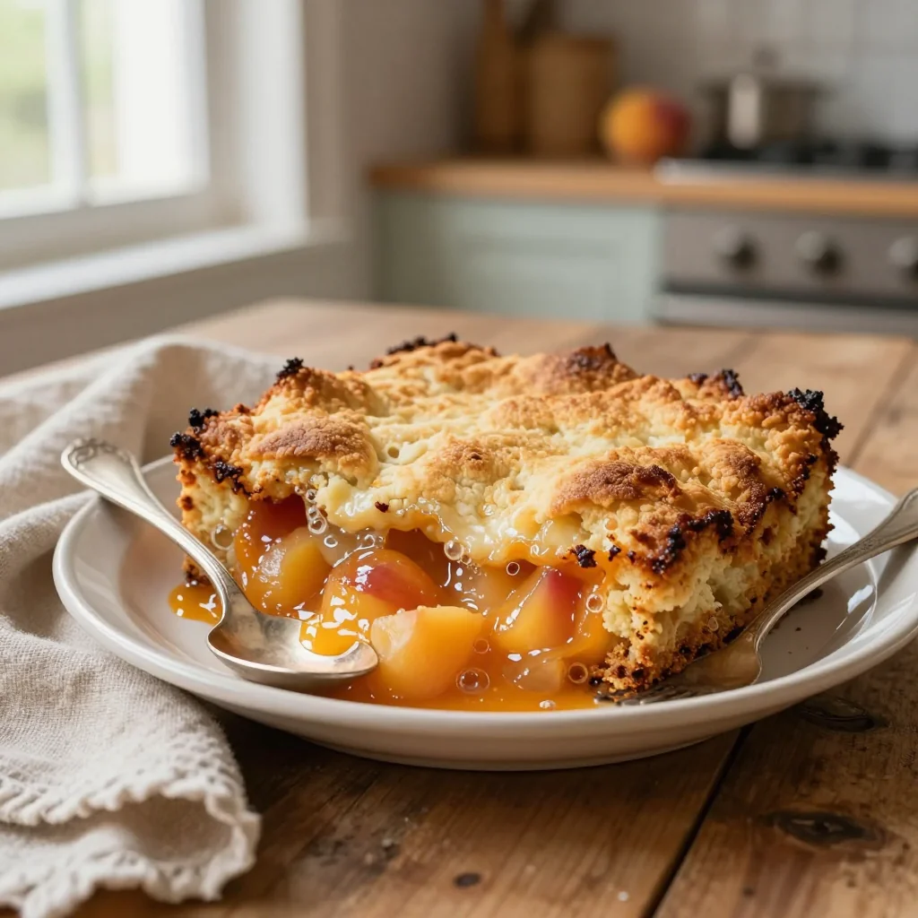 Peach Cobbler with Batter