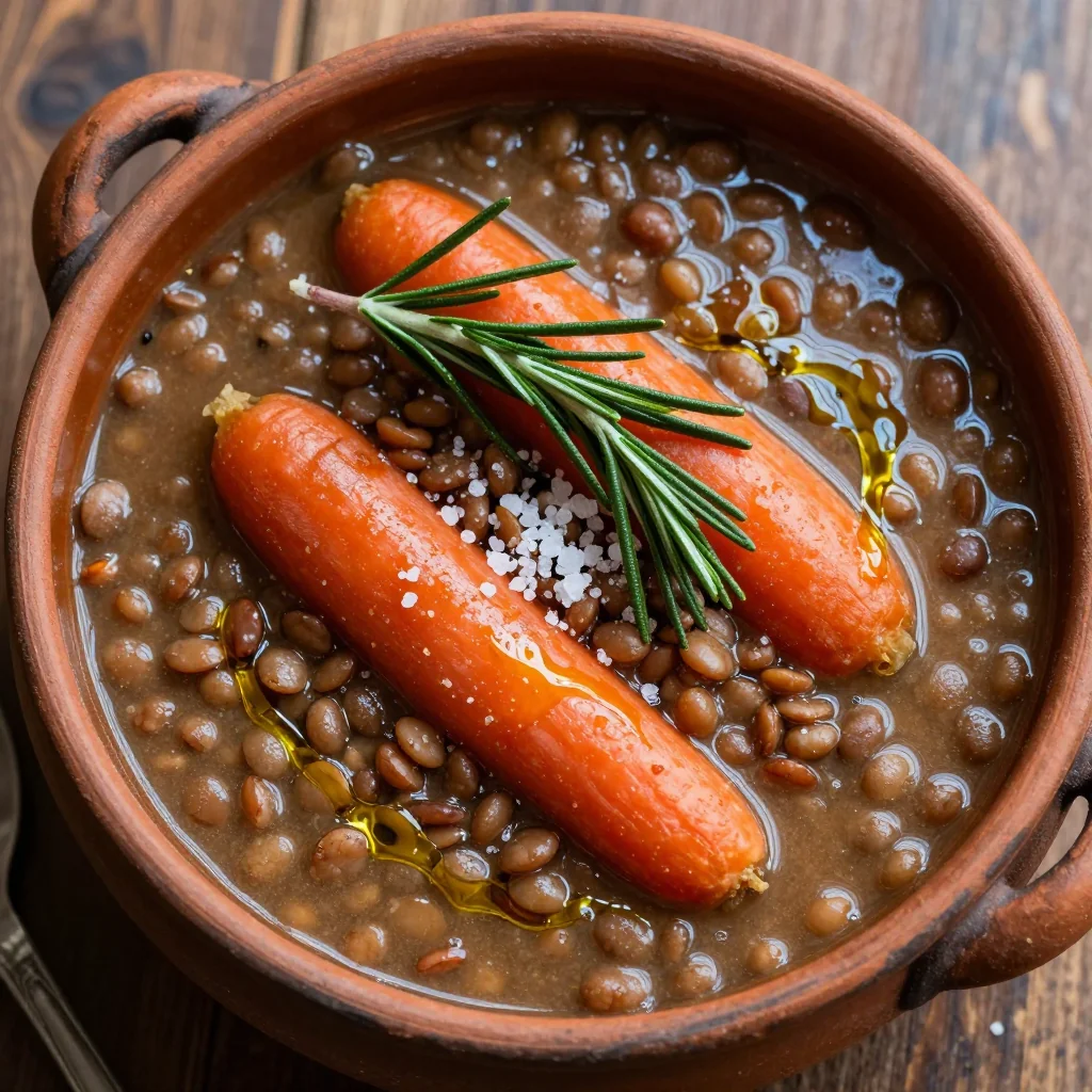 hearty lentil and carrot stew with fresh rosemary for meal prep