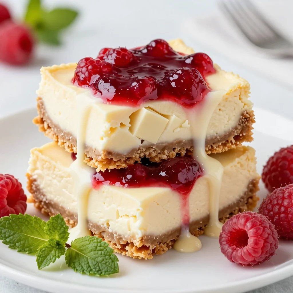 Indulgent White Chocolate Raspberry Cheesecake Bars