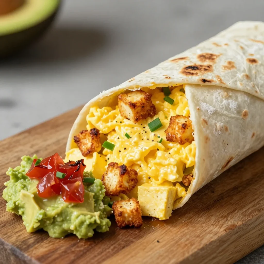 Crispy Tofu Scramble For A Plant-Based Breakfast Burrito
