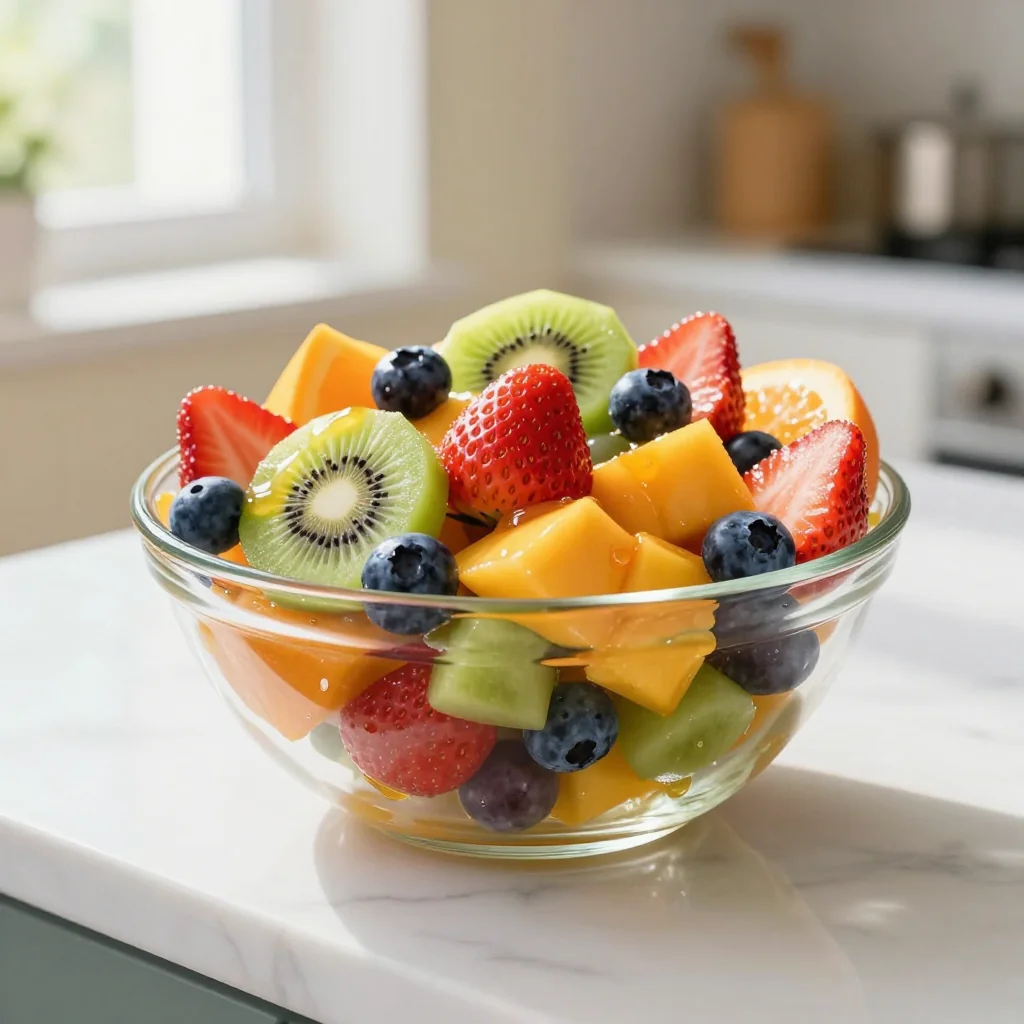 Rainbow Fruit Salad with Honey Lime Dressing