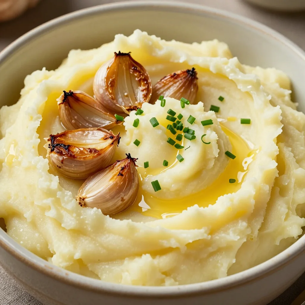 creamy mashed potatoes with roasted garlic for holiday feasts