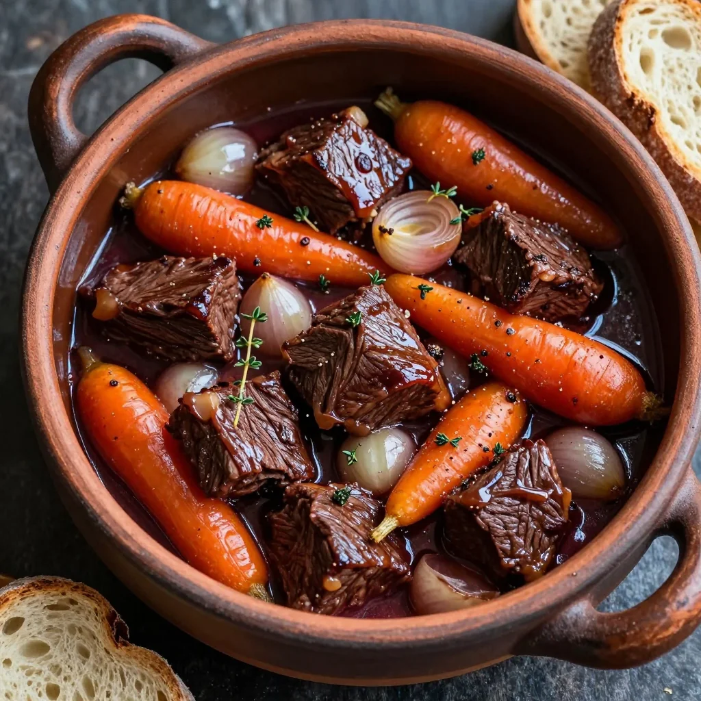 warm slow cooker beef burgundy with root vegetables for winter dinners