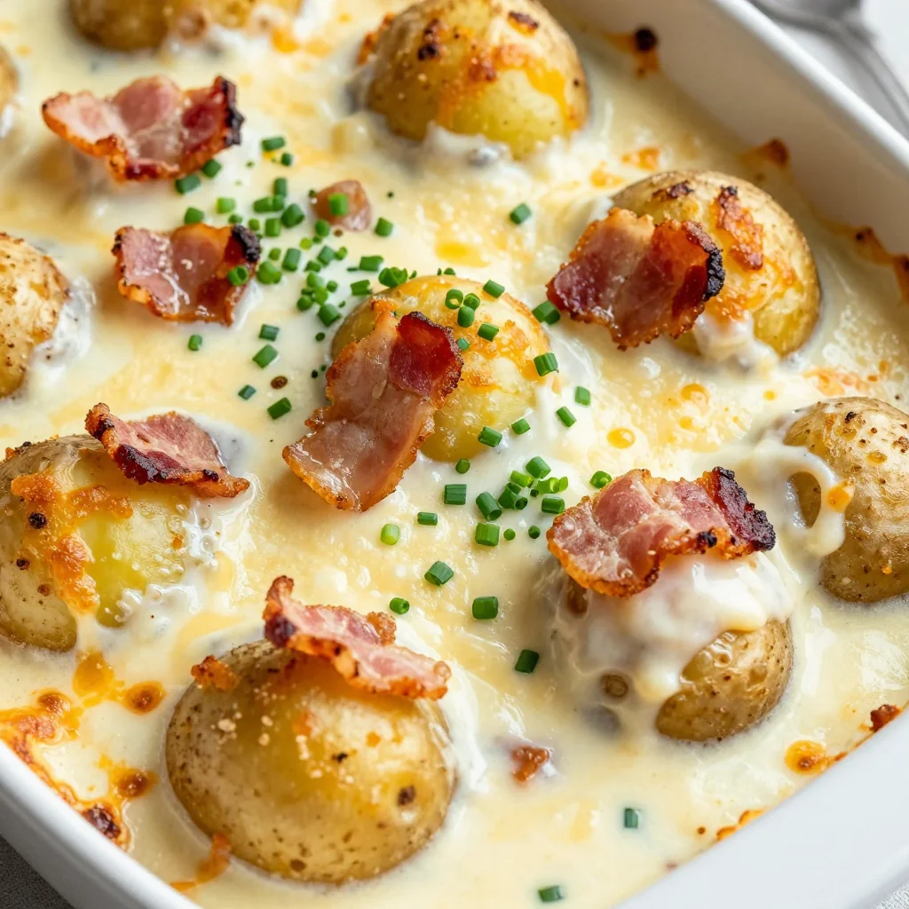 Cheesy Ranch Potato Casserole with Bacon and Chives
