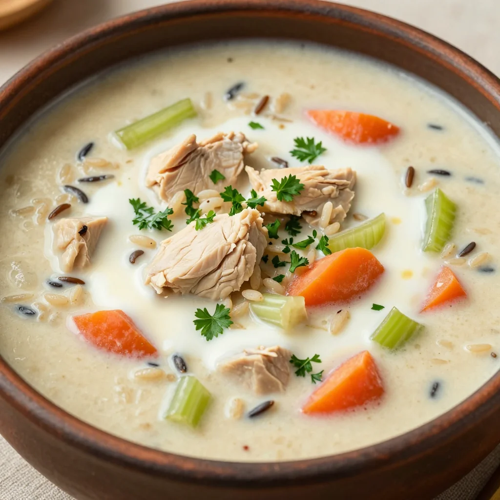 Budget Friendly Creamy Chicken and Wild Rice Soup That is a Freezer Meal