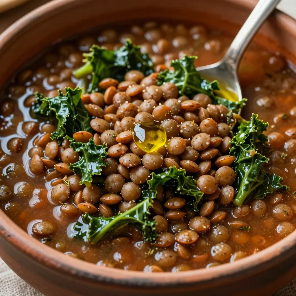 slow cooker highprotein lentil and kale stew for january