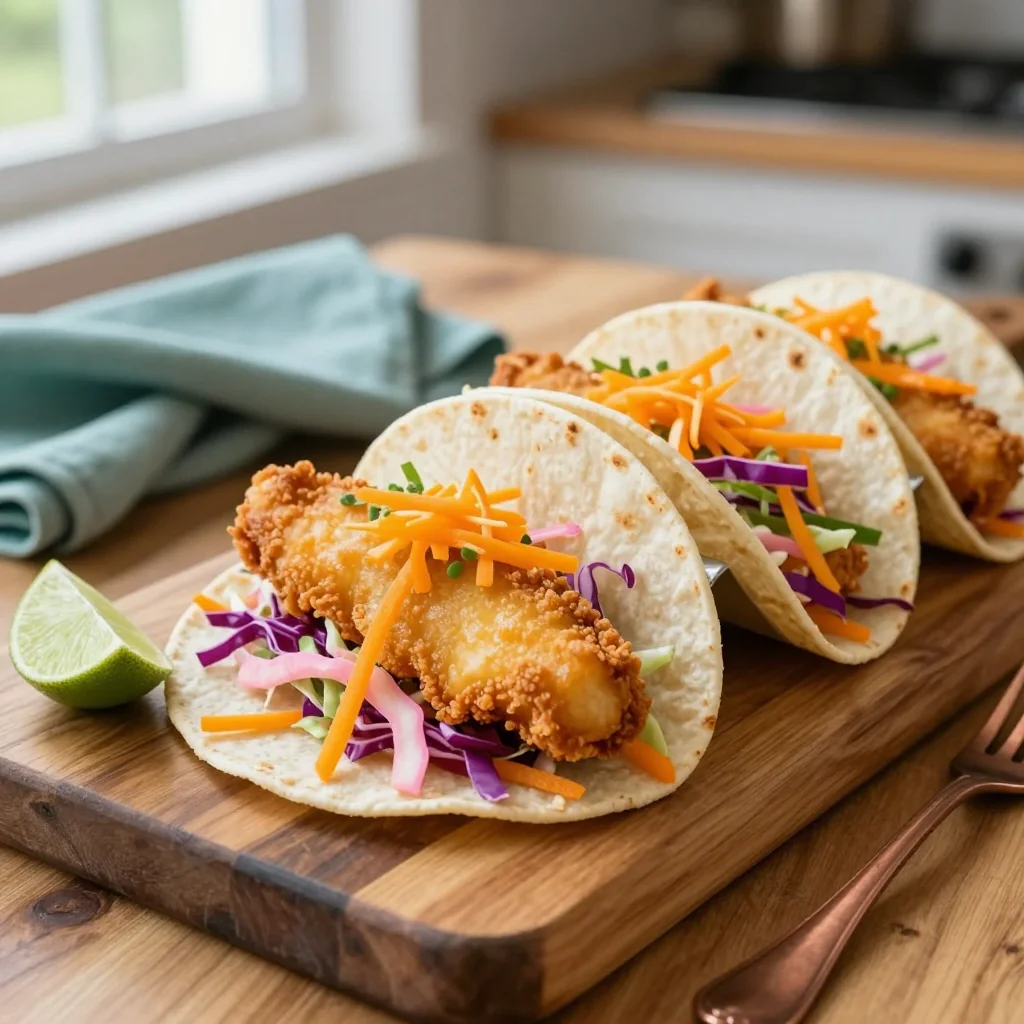 Crispy Fish Tacos with Cabbage Slaw