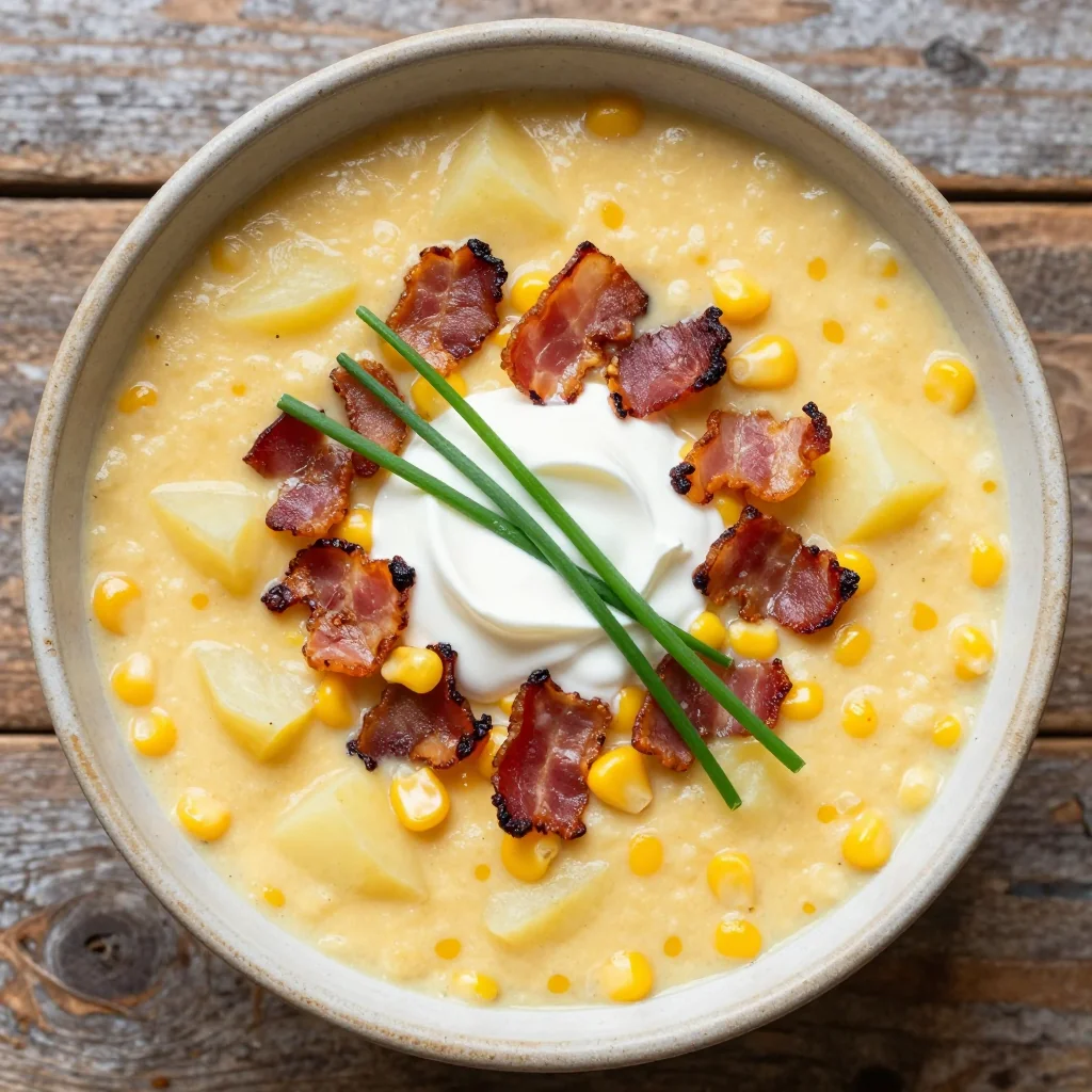 Creamy Potato Corn Chowder With Bacon Bits