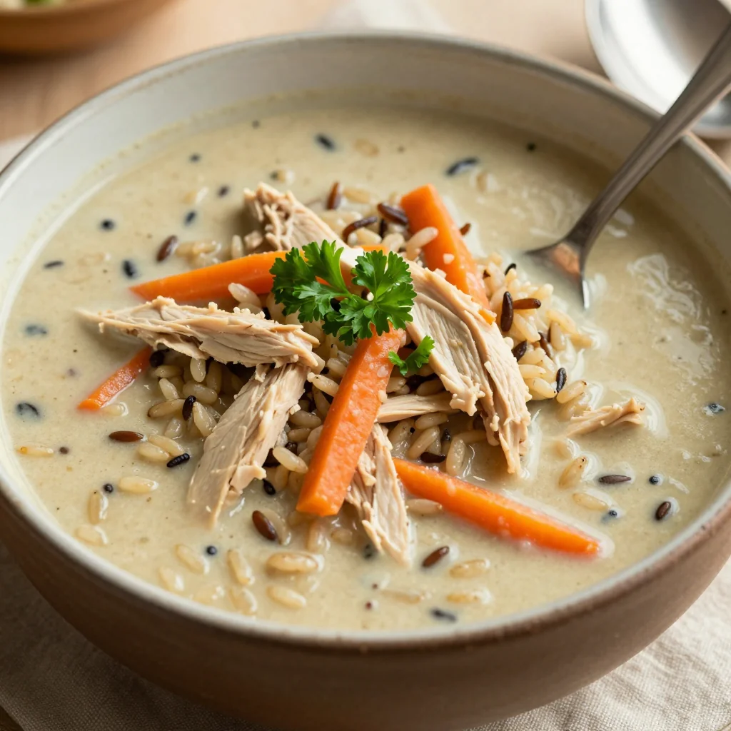 Meal Prep Creamy Chicken and Wild Rice Soup for Lunches